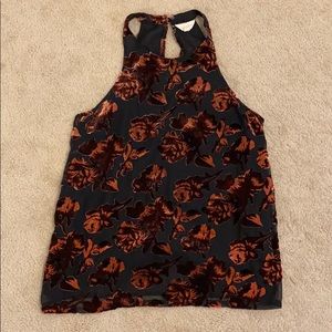 Tank top with velvet flower design